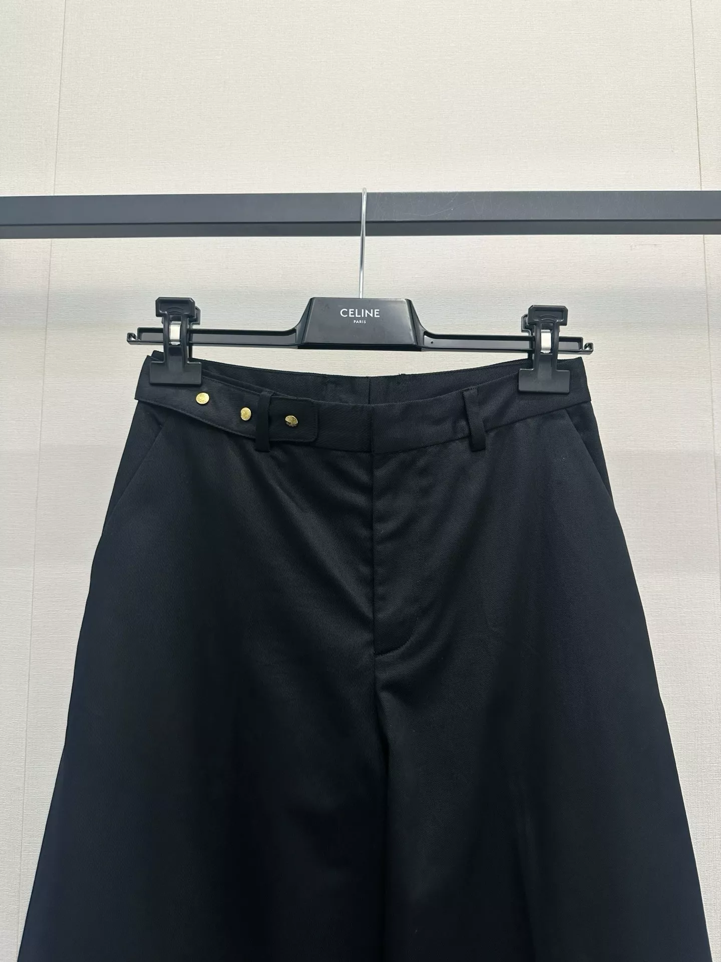 셀린느 로고 포인트 와이드 울 팬츠 상세 이미지 4