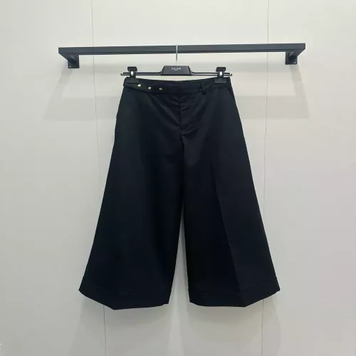 셀린느 로고 포인트 와이드 울 팬츠