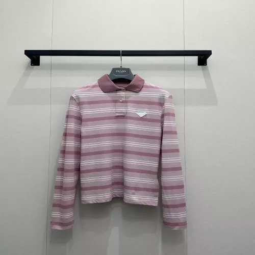프라다 스트라이프 코튼 폴로 탑