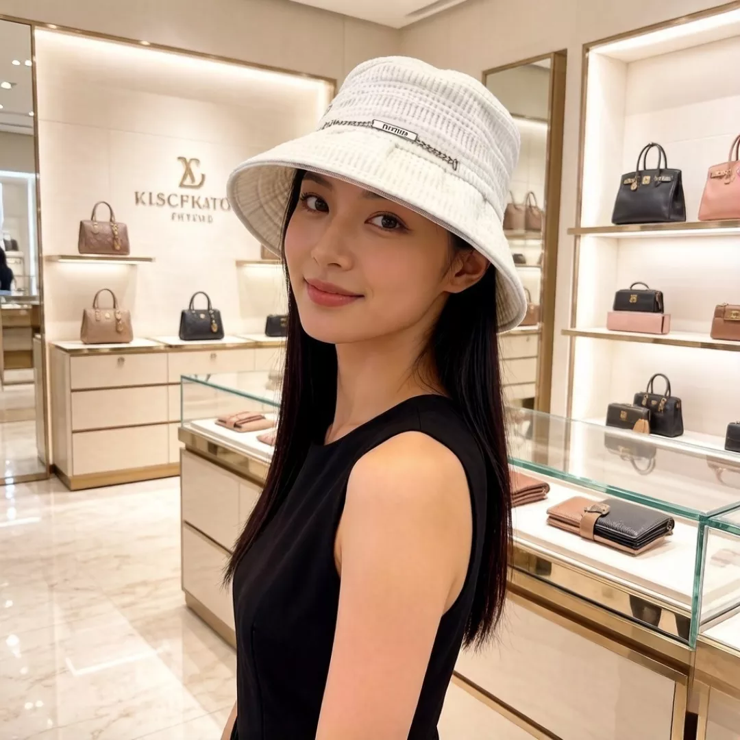 미우미우 플리츠 챙 포인트 접이식 모자 상세 이미지 2
