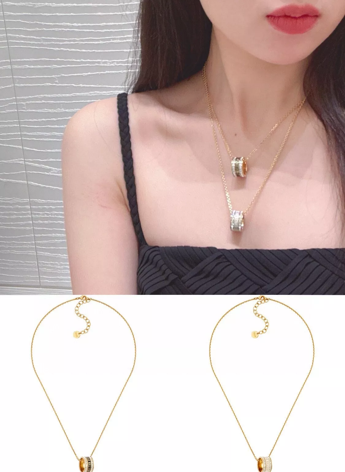 디올 화이트 라운드 스톤 포인트 네크리스 상세 이미지 6