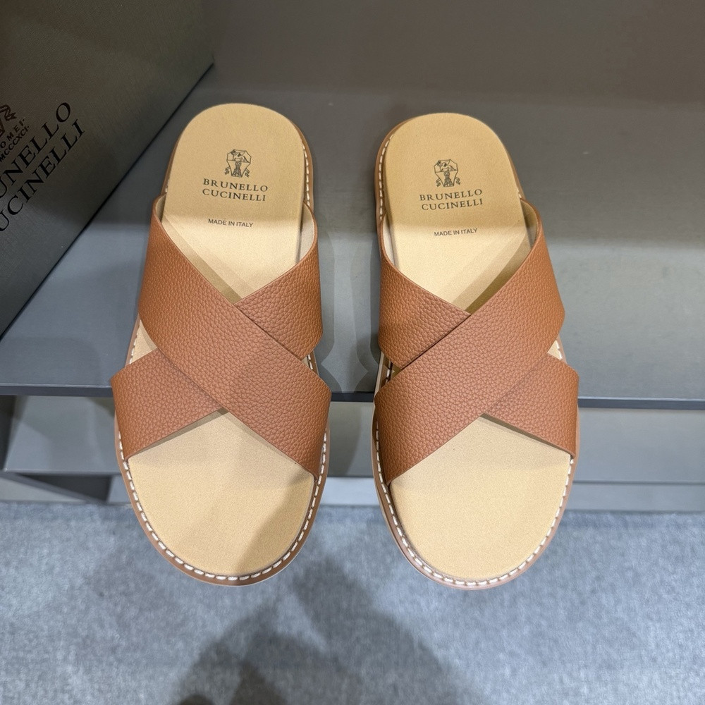 브루넬로쿠치넬리 크로스 스트랩 캐주얼 슬리퍼