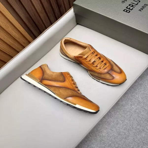 벨루티 스포츠 트랙 가죽 나일론 스니커즈