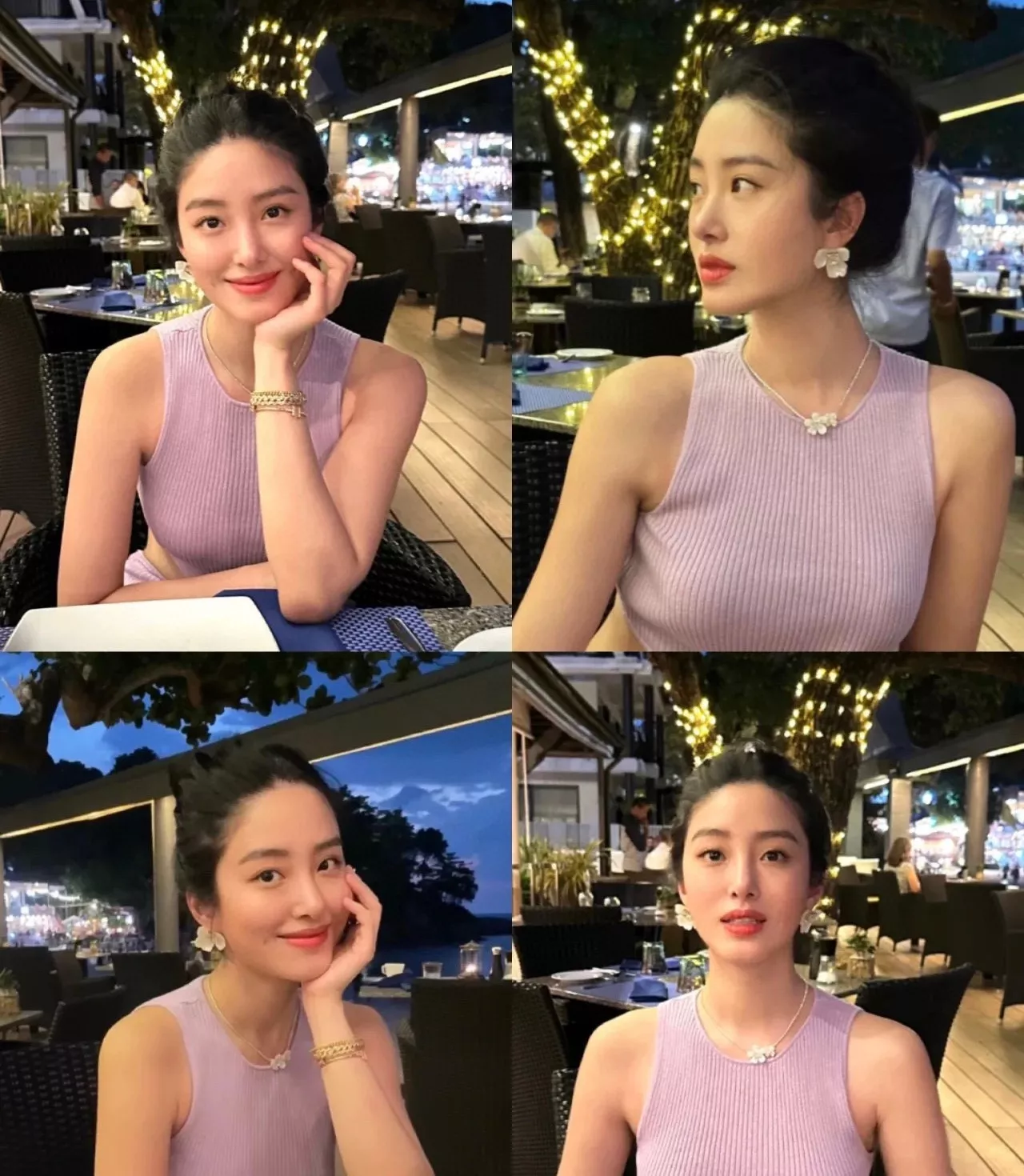 해팡 풀다이아 플라워 체인 장식 네크리스 상세 이미지 14