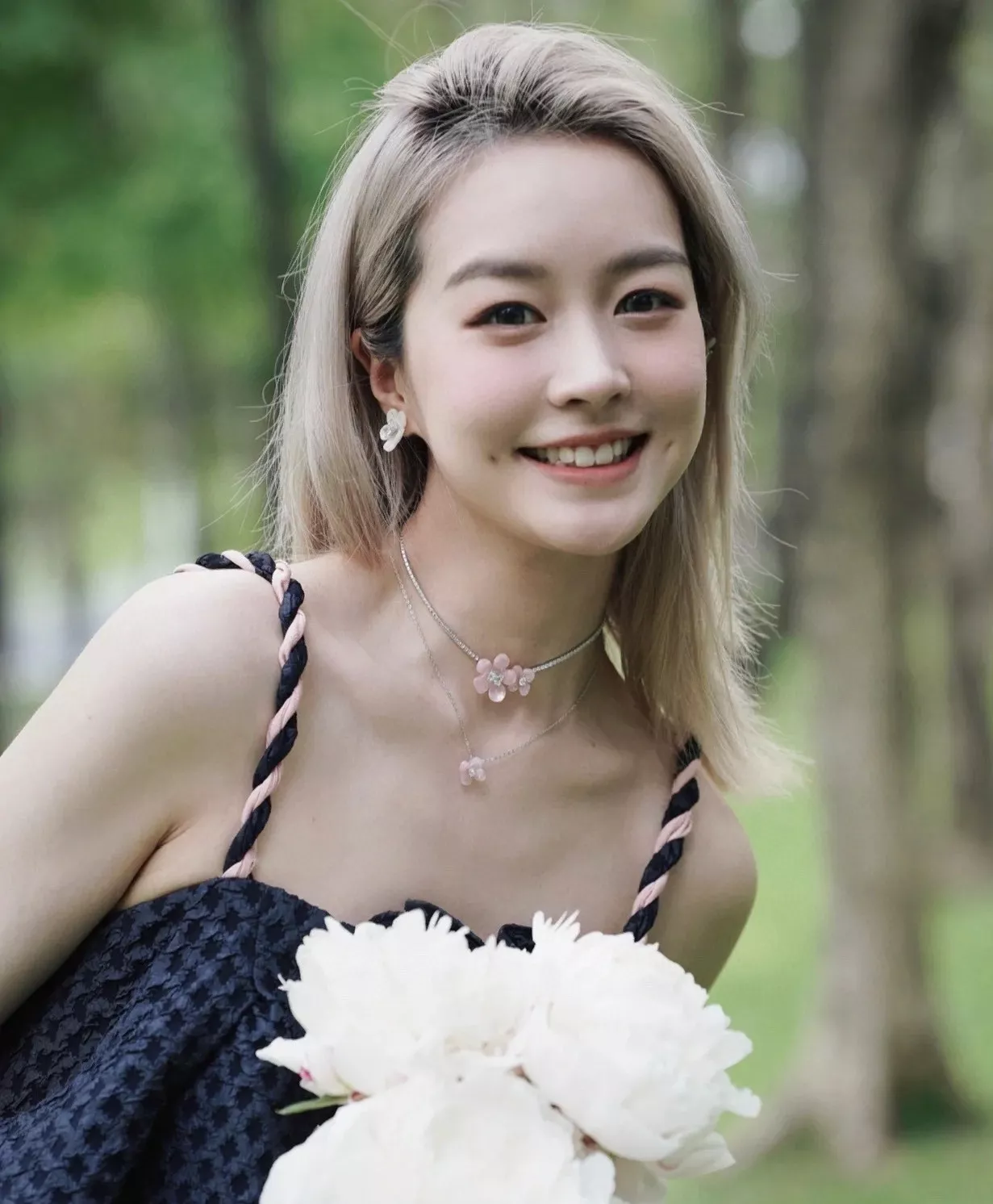 해팡 풀다이아 플라워 체인 장식 네크리스 상세 이미지 59