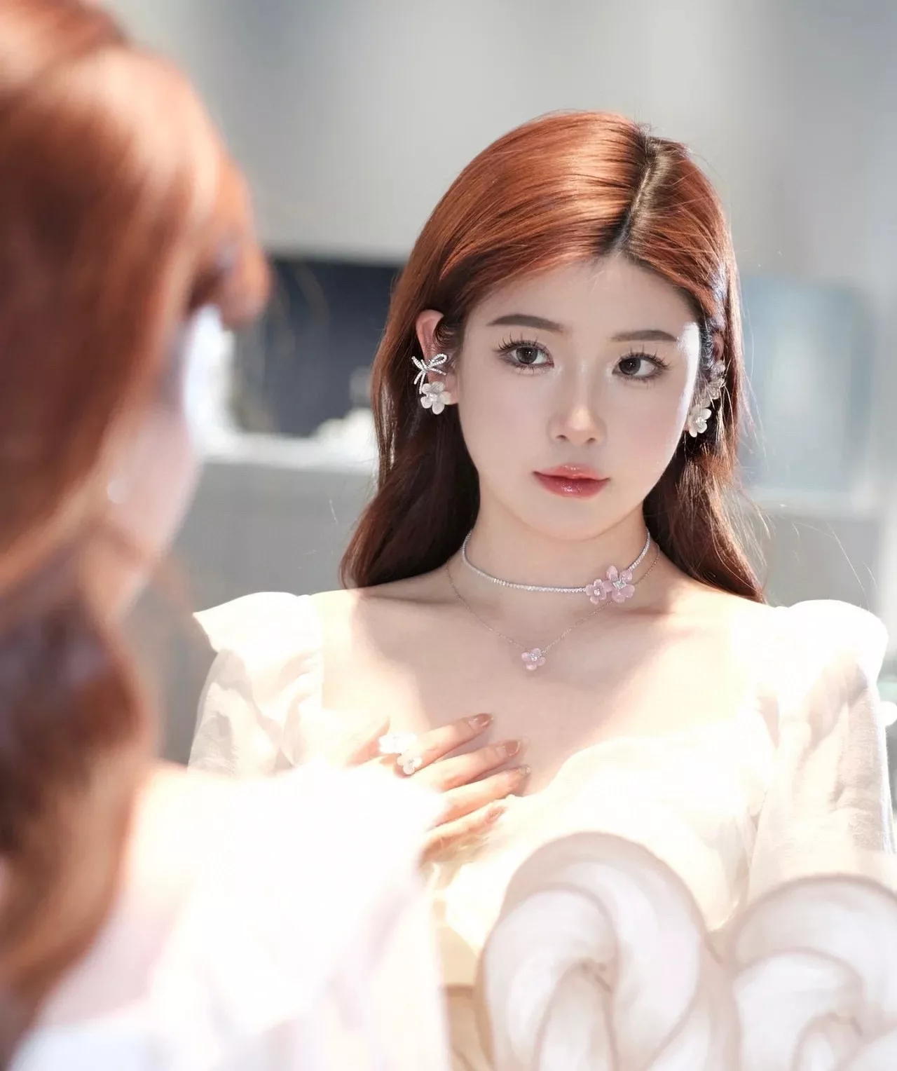 해팡 풀다이아 플라워 체인 장식 네크리스 상세 이미지 56