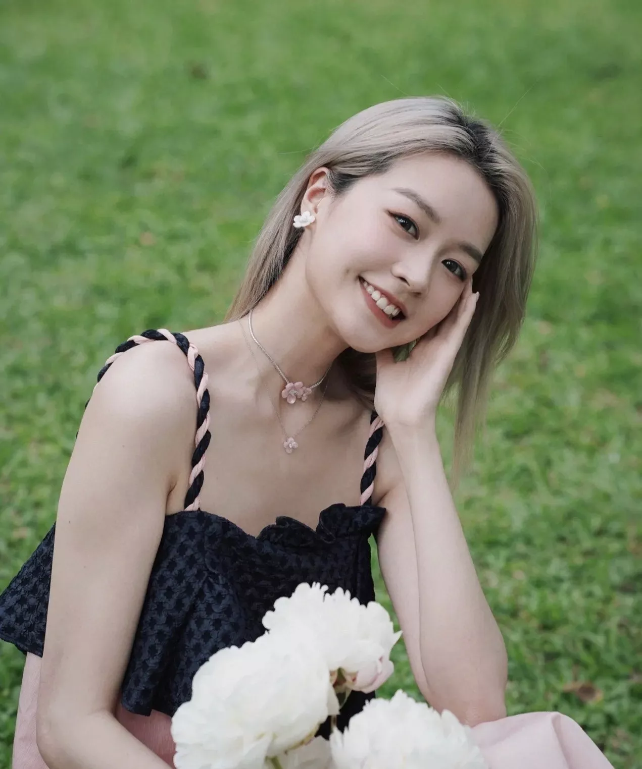 해팡 풀다이아 플라워 체인 장식 네크리스 상세 이미지 51