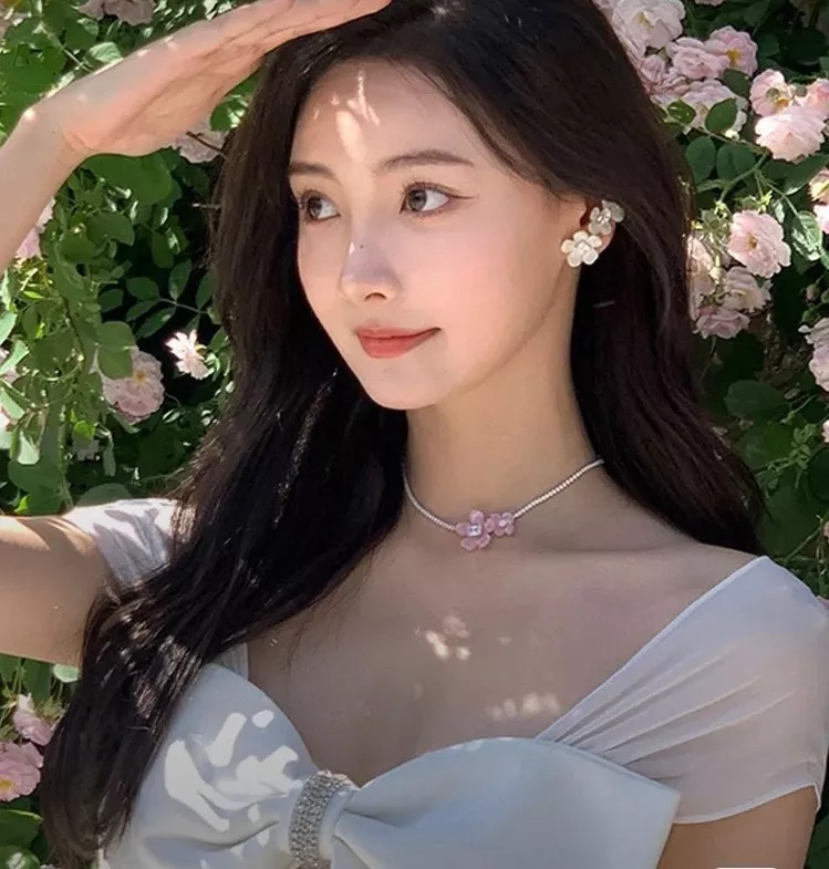 해팡 풀다이아 플라워 체인 장식 네크리스 상세 이미지 42