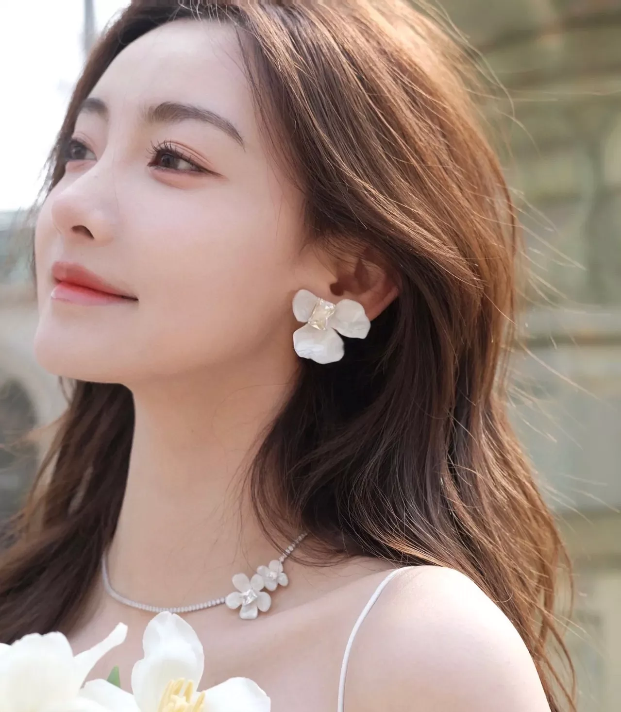 해팡 풀다이아 플라워 체인 장식 네크리스 상세 이미지 13