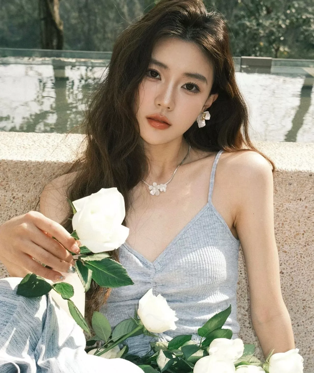 해팡 풀다이아 플라워 체인 장식 네크리스 상세 이미지 20