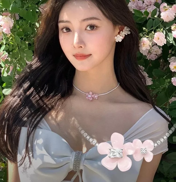 해팡 풀다이아 플라워 체인 장식 네크리스 상세 이미지 43