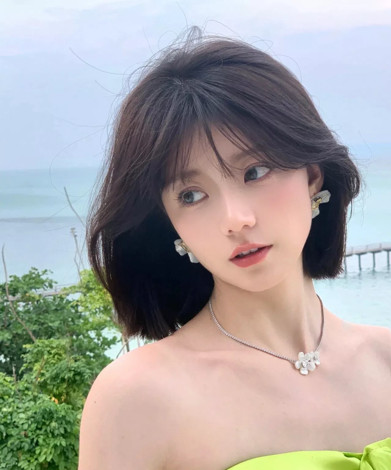 해팡 풀다이아 플라워 체인 장식 네크리스 상세 이미지 60