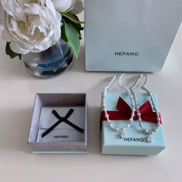해팡 진주 비즈 포인트 네크리스