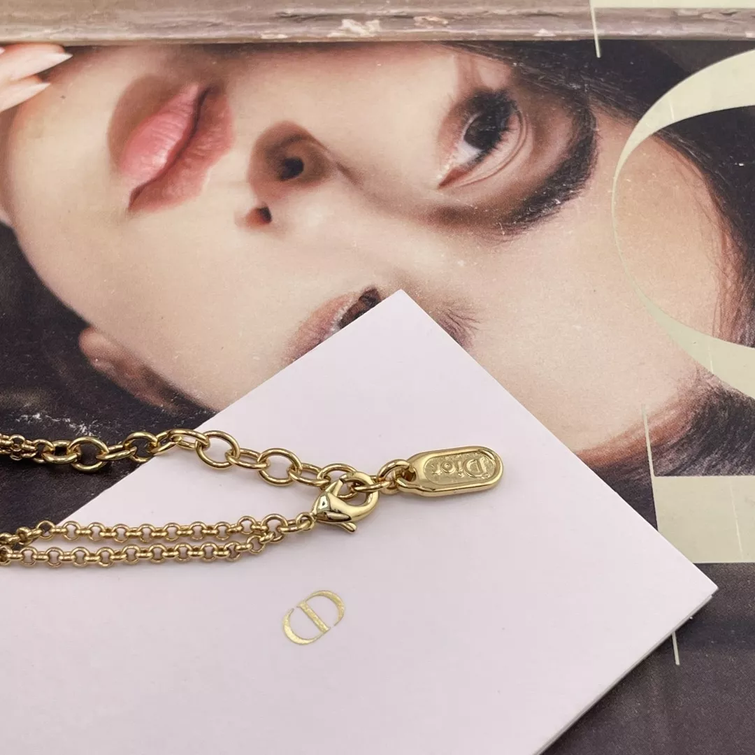 디올 더블 레이어 CD 리본 진주 네크리스 상세 이미지 9