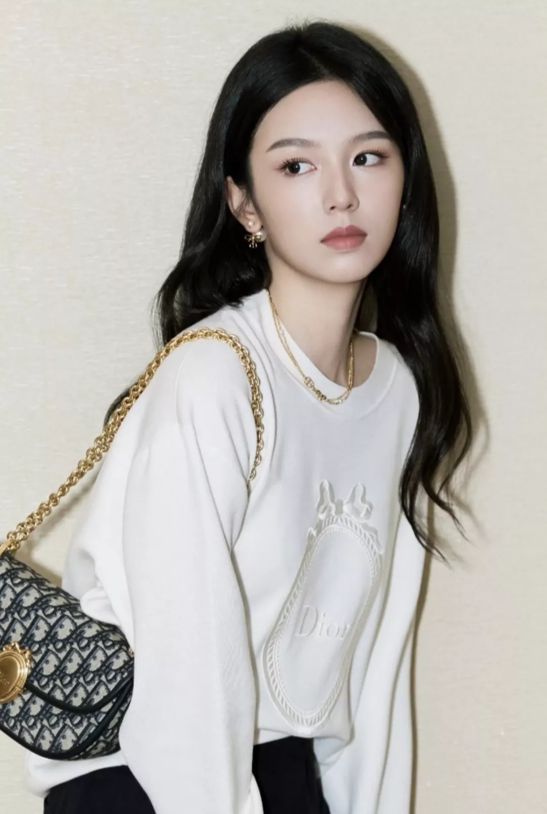 디올 더블 레이어 CD 리본 진주 네크리스 상세 이미지 10