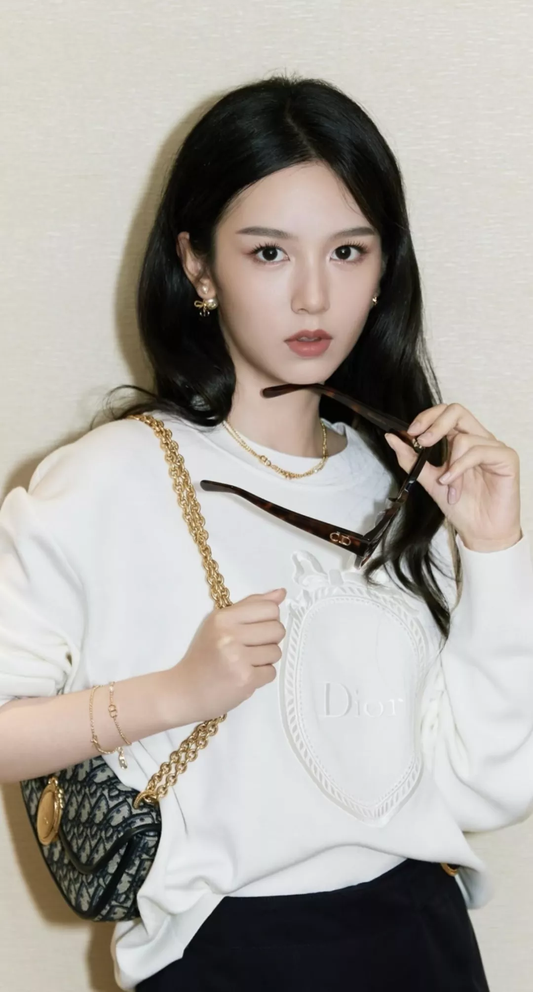 디올 더블 레이어 CD 리본 진주 네크리스 상세 이미지 13