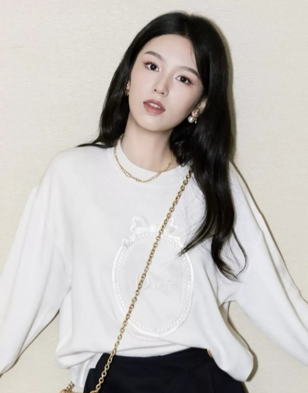 디올 더블 레이어 CD 리본 진주 네크리스 상세 이미지 12