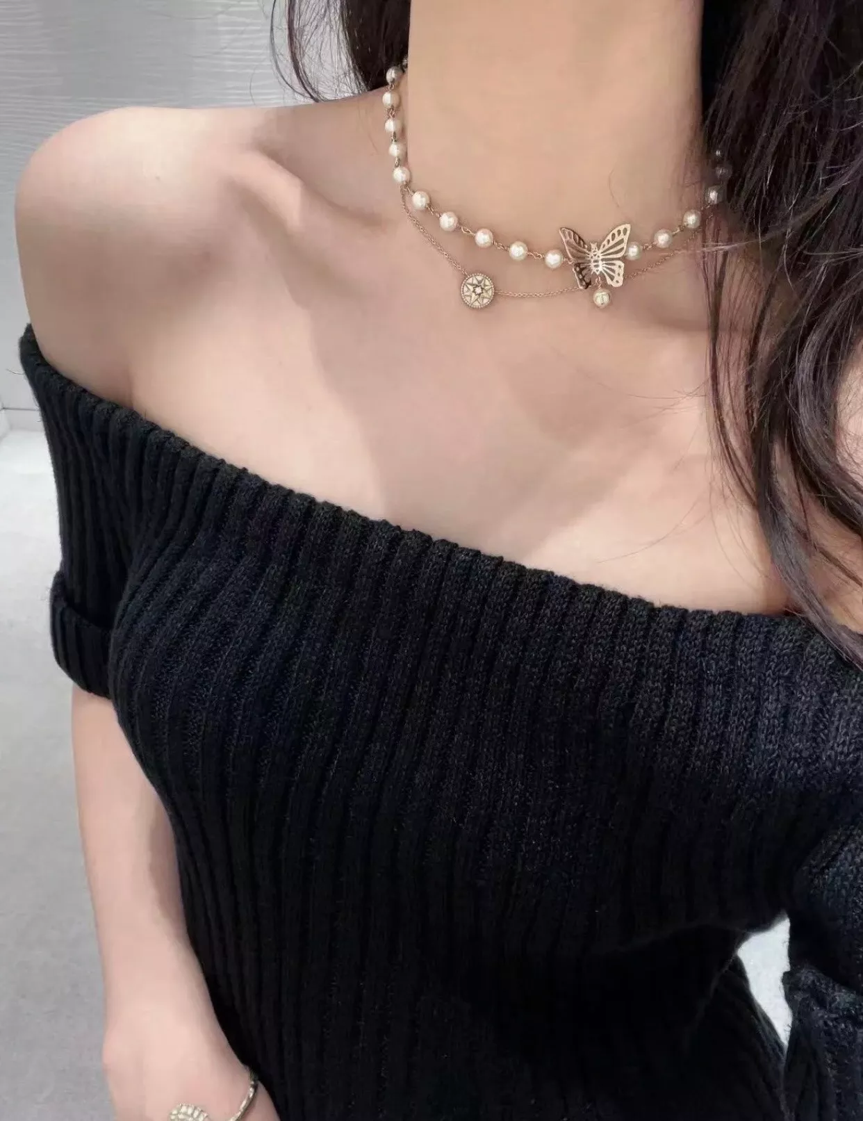 디올 버터플라이 진주 초커 상세 이미지 10