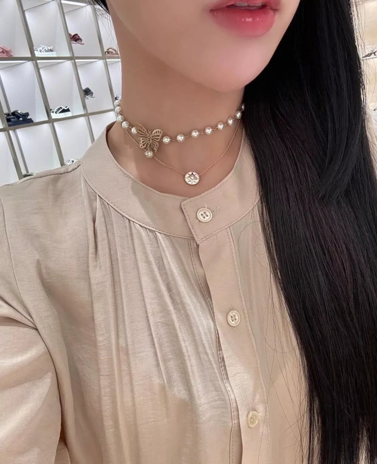 디올 버터플라이 진주 초커 상세 이미지 11