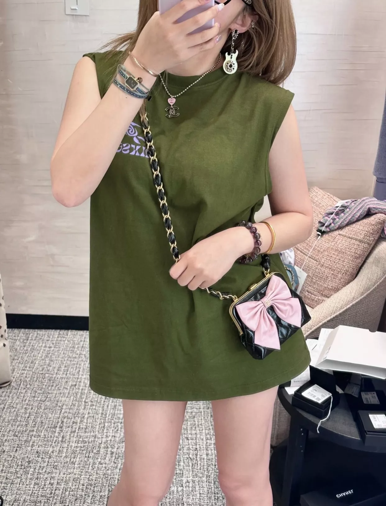 샤넬 아보카도 그린 기타 모티브 이어 액세서리 상세 이미지 12