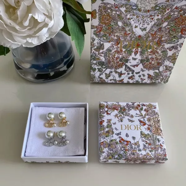 디올 진주 장식 CD 이어 액세서리