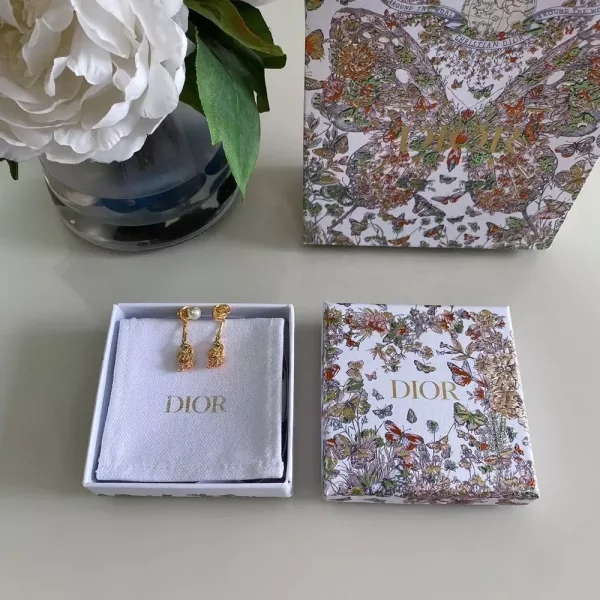 디올 CD 진주 로즈 이어 액세서리