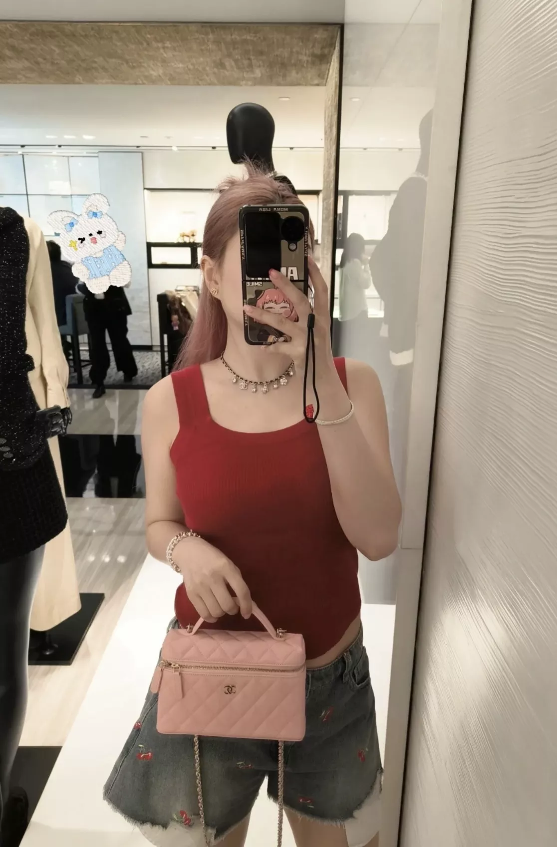 샤넬 가죽 체인 장식 멀티 참 초커 상세 이미지 14