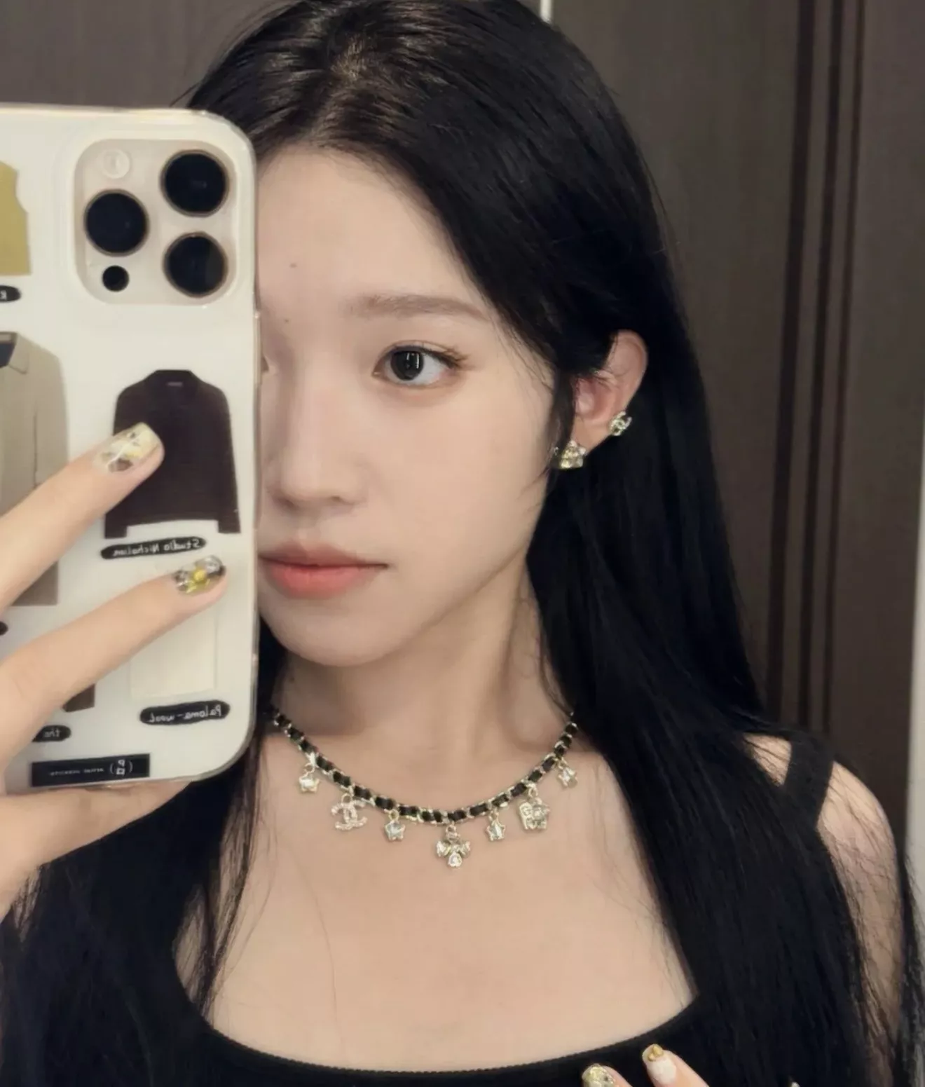 샤넬 가죽 체인 장식 멀티 참 초커 상세 이미지 10