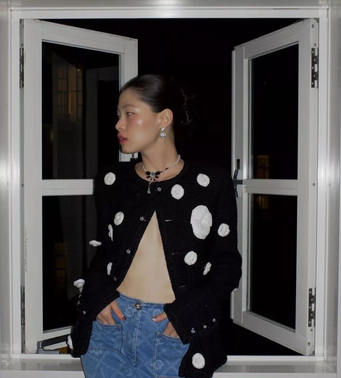 샤넬 실버 하트 드롭 이어링 상세 이미지 13