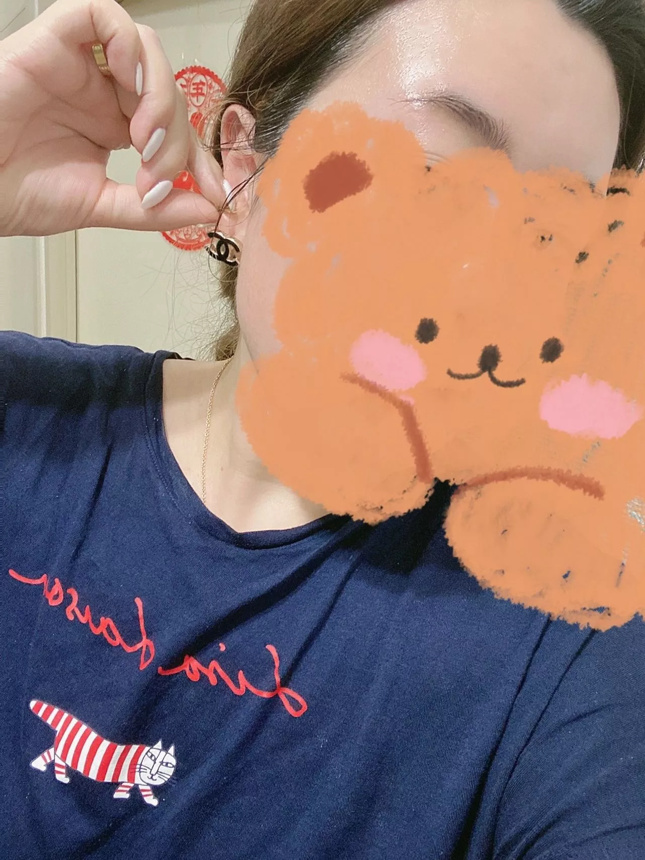 샤넬 블랙 앤 화이트 에나멜 더블 씨 이어링 상세 이미지 12