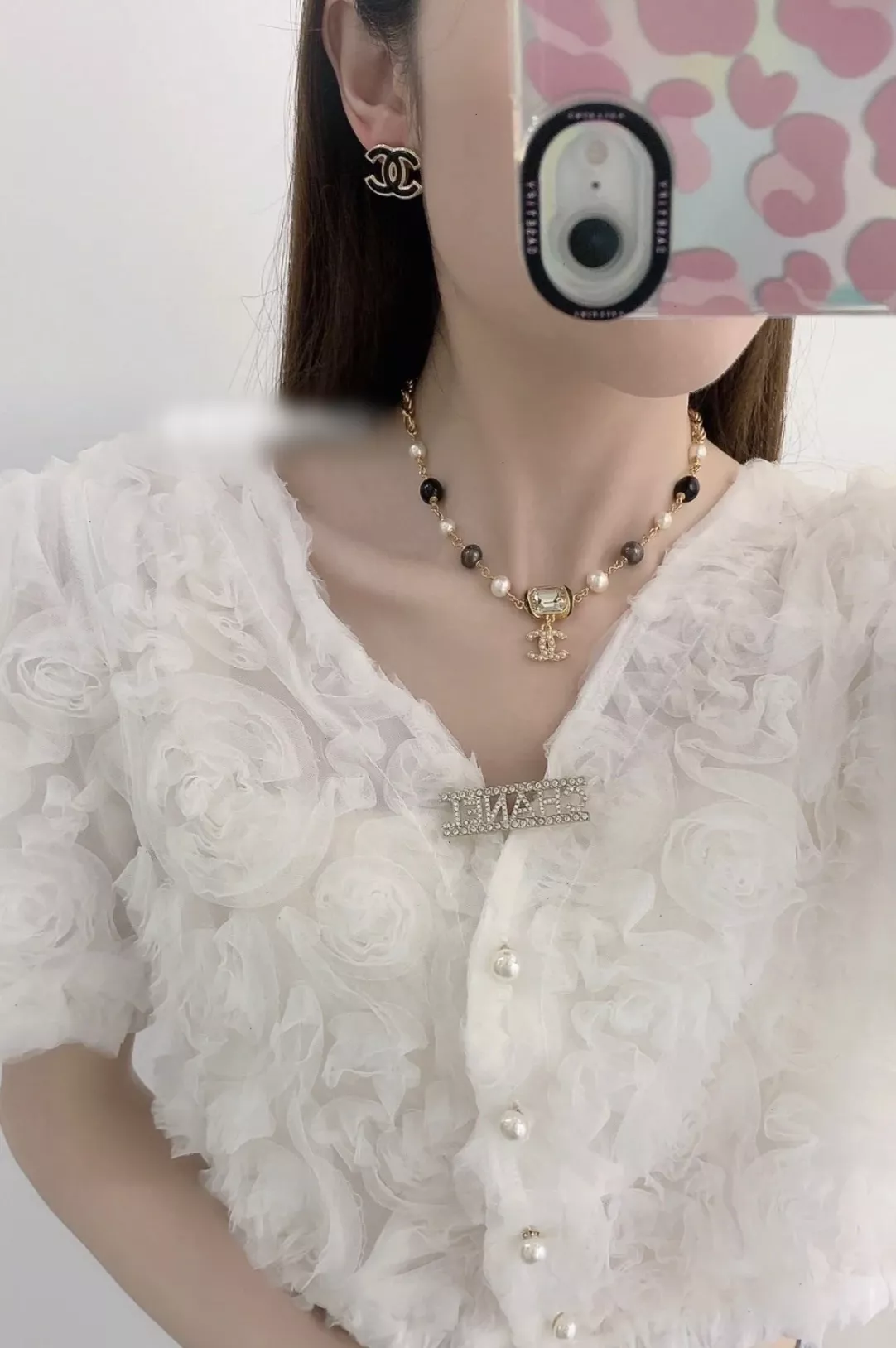 샤넬 블랙 앤 화이트 에나멜 더블 씨 이어링 상세 이미지 20