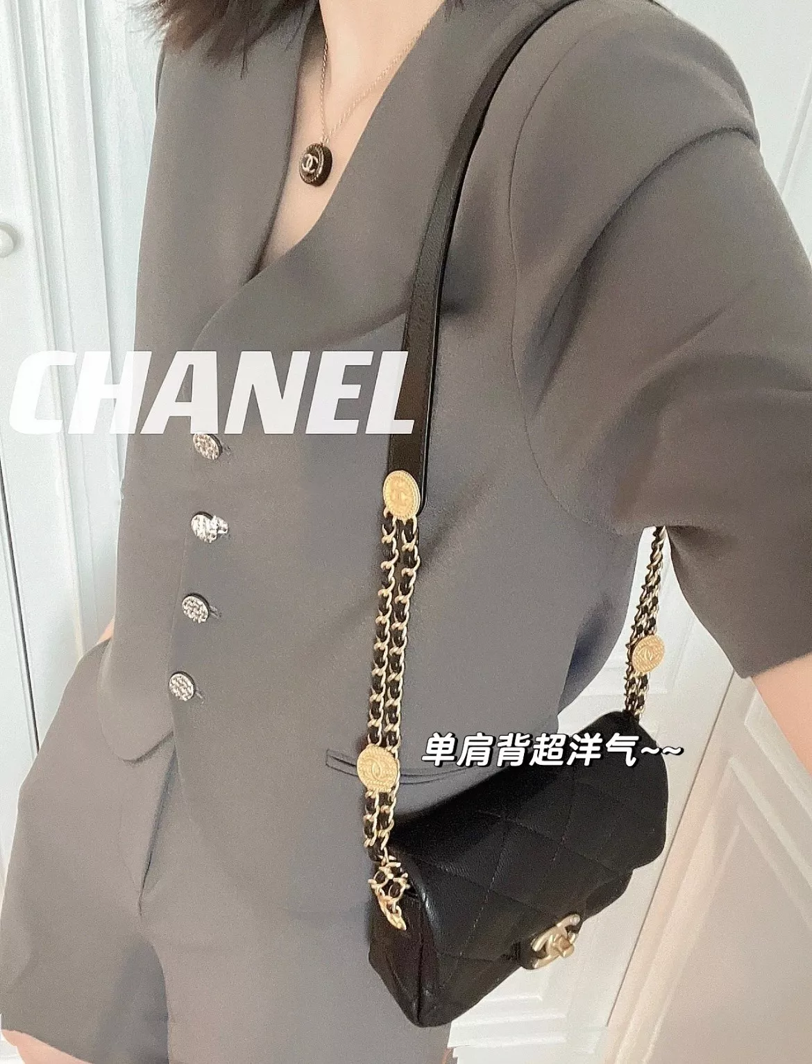 샤넬 아크릴 라운드 펜던트 네크리스 상세 이미지 18