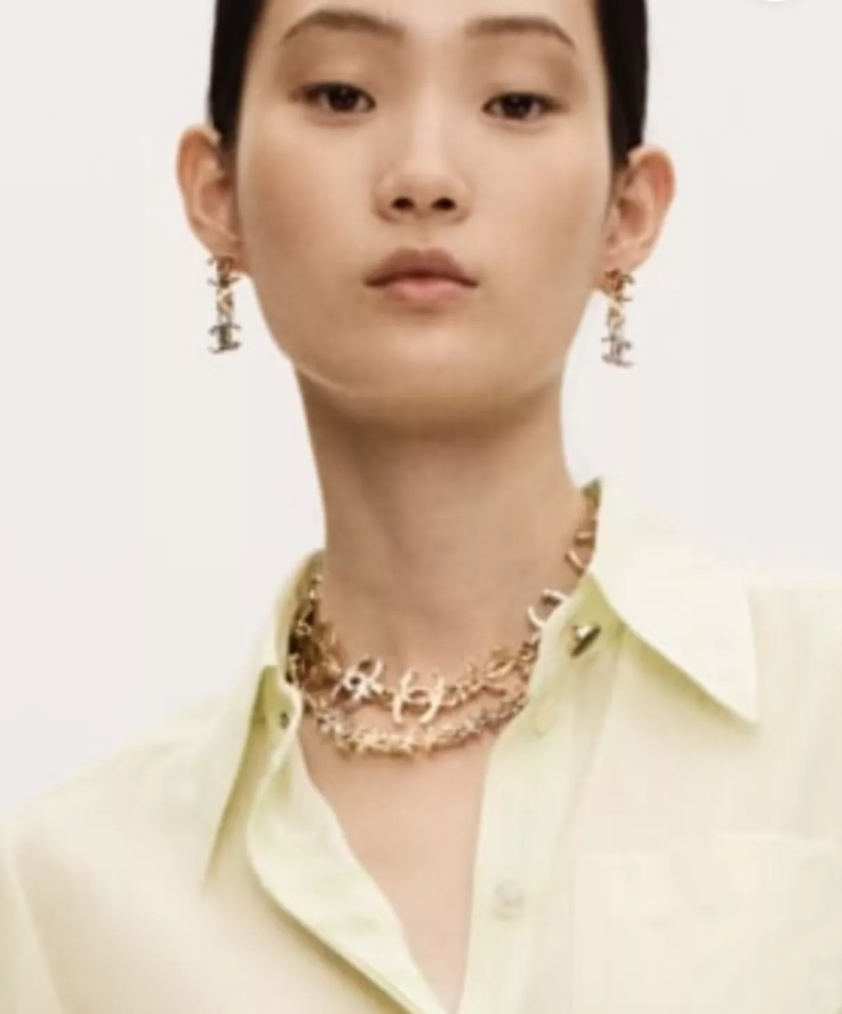 샤넬 금은 배색 씨씨 드롭 이어링 상세 이미지 12