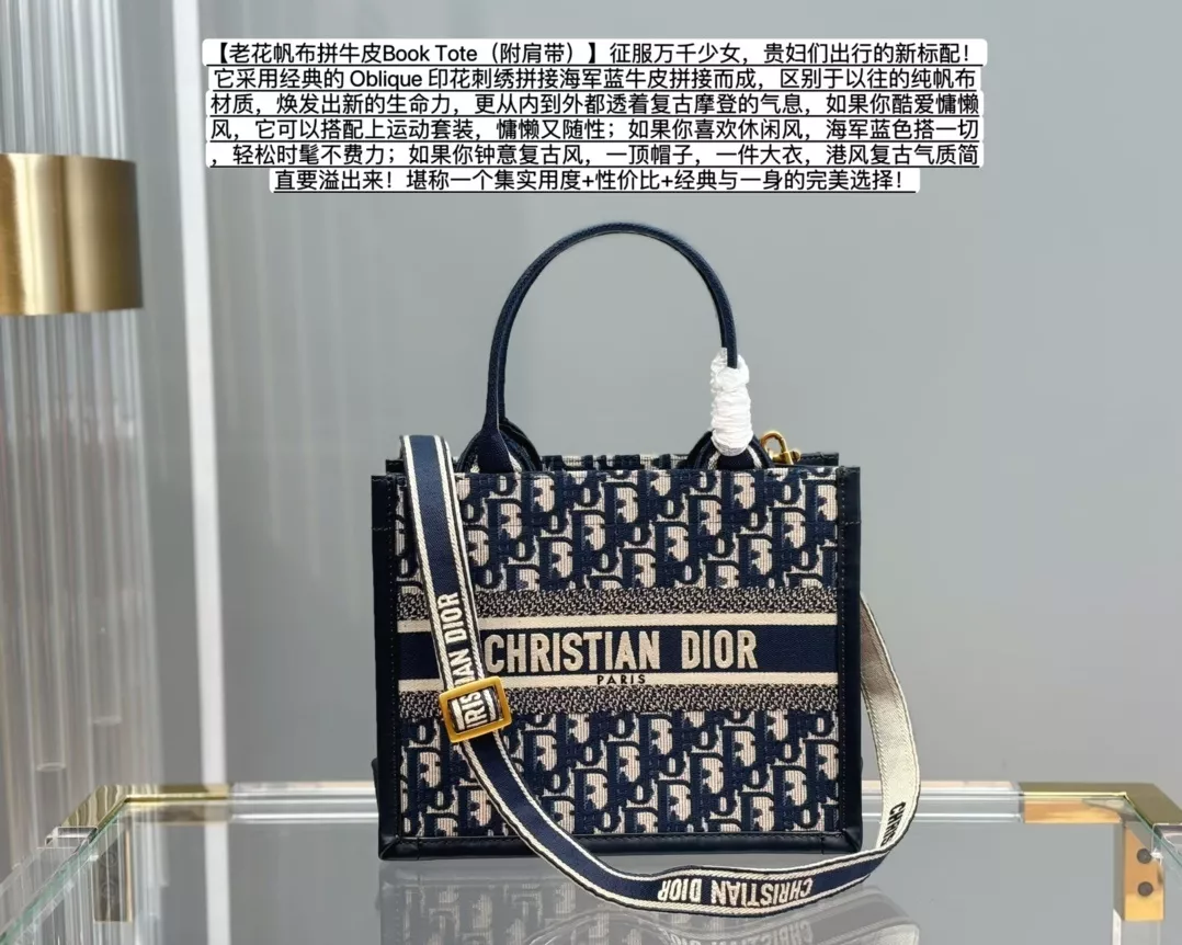 디올 오블리크 자수 캔버스 배색 백 상세 이미지 2