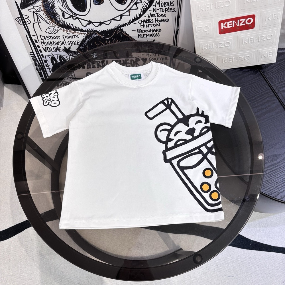 겐조 타이거 밀크티 프린트 코튼 상의