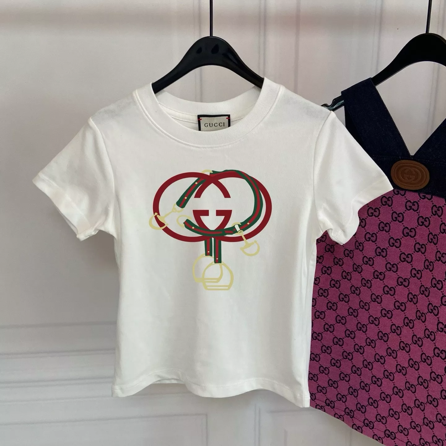구찌 빈티지 무드 여아 멜빵 스커트 세트 상세 이미지 3
