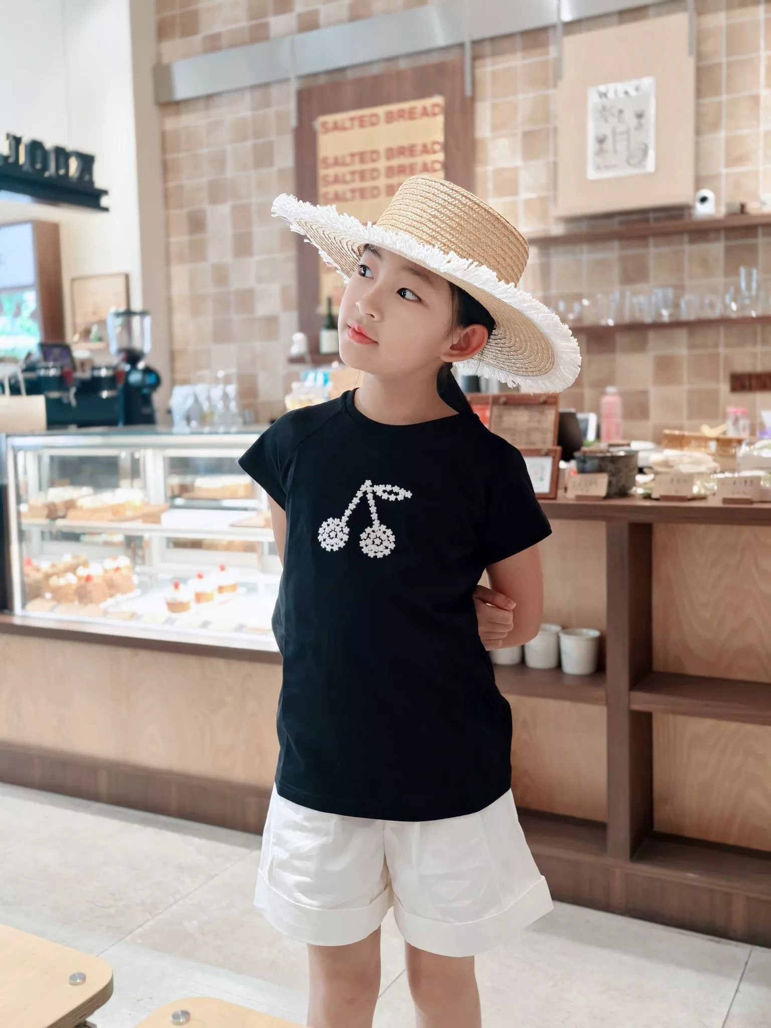 봉쁘앙 체리 포인트 반팔 상하 세트 상세 이미지 9