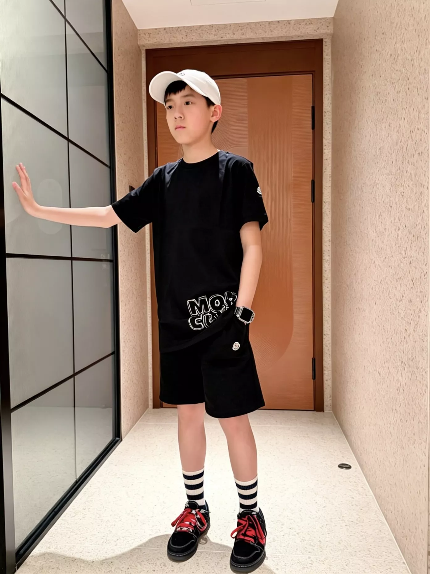 몽클레어 겹침 레터링 프린트 아동 반팔 탑 상세 이미지 20
