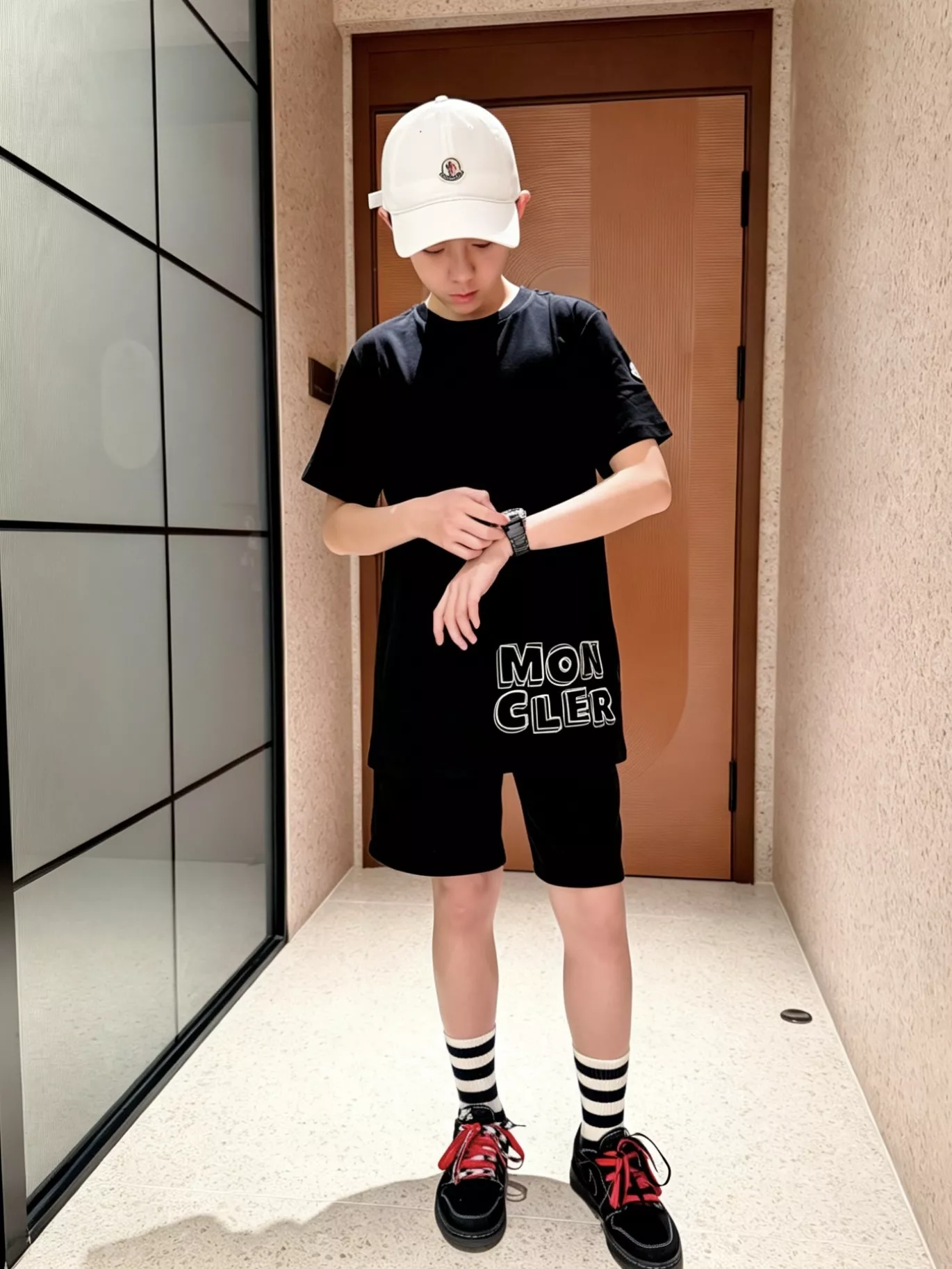 몽클레어 겹침 레터링 프린트 아동 반팔 탑 상세 이미지 19
