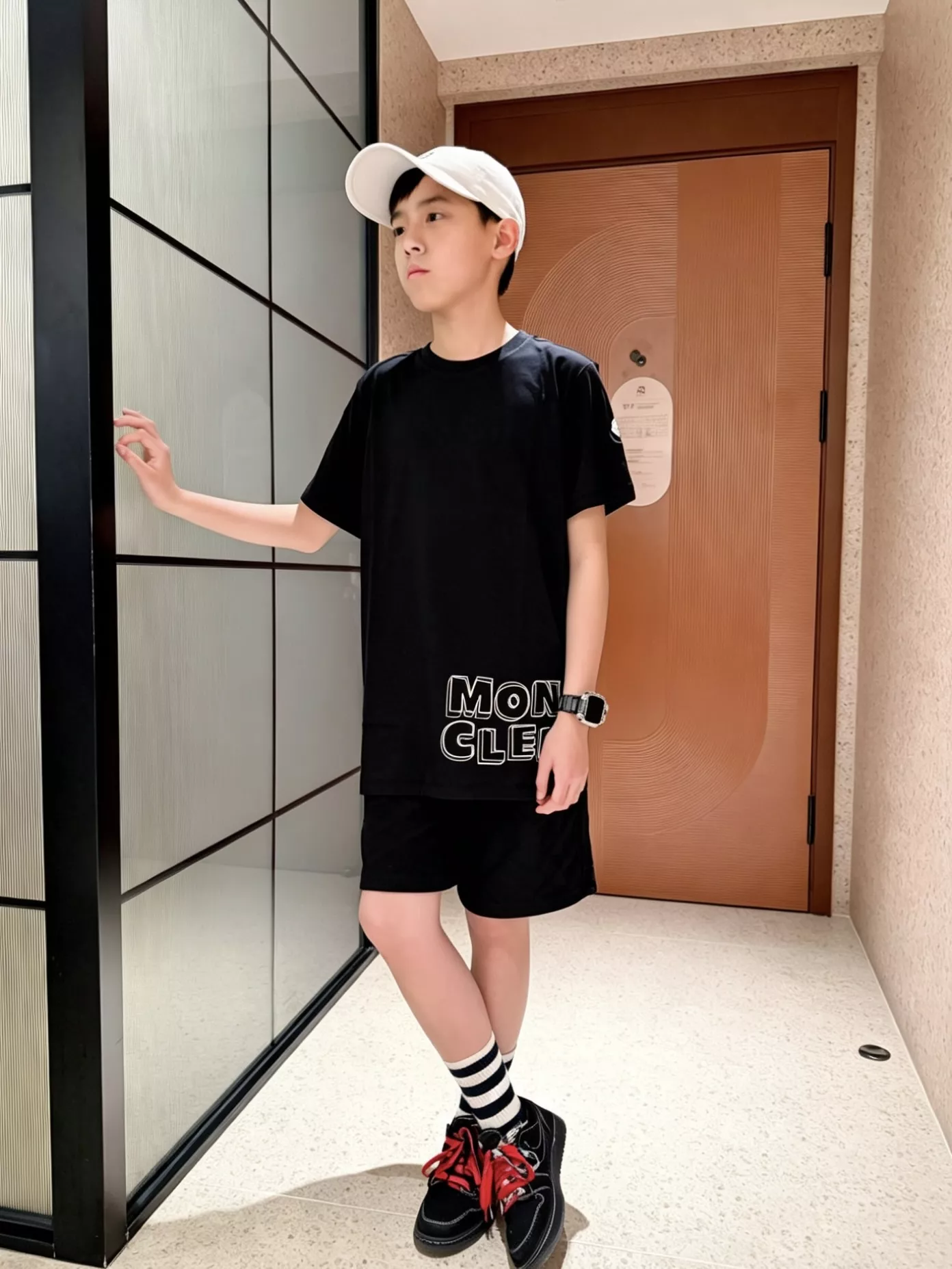 몽클레어 겹침 레터링 프린트 아동 반팔 탑 상세 이미지 22