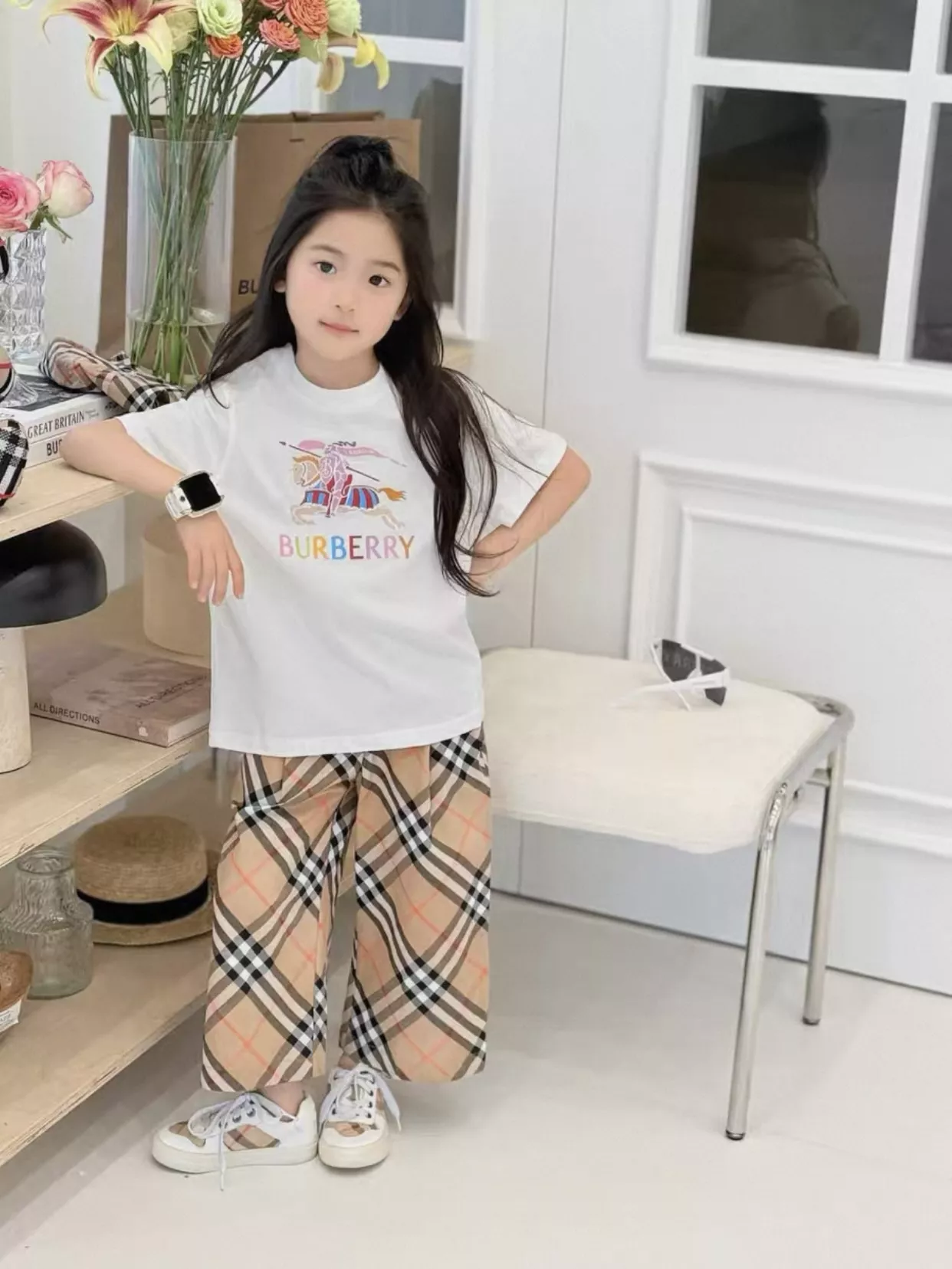 버버리 체크 와이드 핏 키즈 팬츠 상세 이미지 21