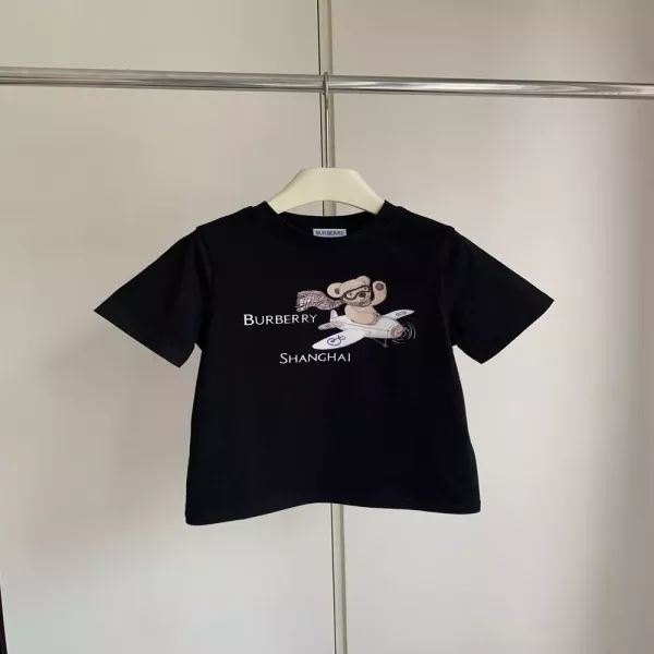 버버리 상하이 테디베어 프린트 코튼 반팔 상의