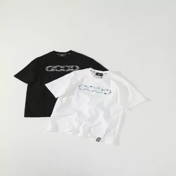 굿브랜드 보석 장식 로고 코튼 반팔 상의