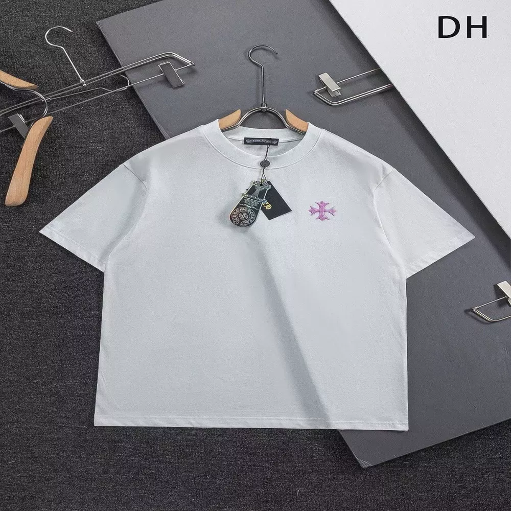 크롬하츠 컬러 카멜레온 십자가 자수 반팔 상의