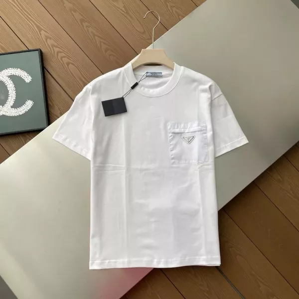 프라다 삼각 포켓 포인트 코튼 반팔 탑