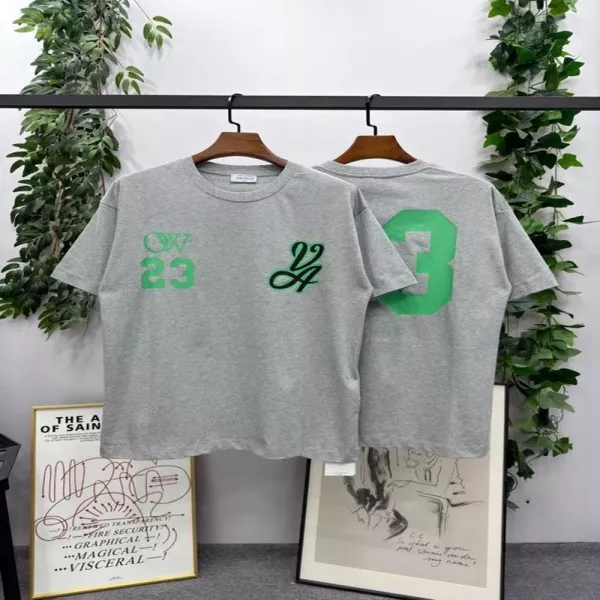 오프화이트 로고 포인트 코튼 반팔 상의