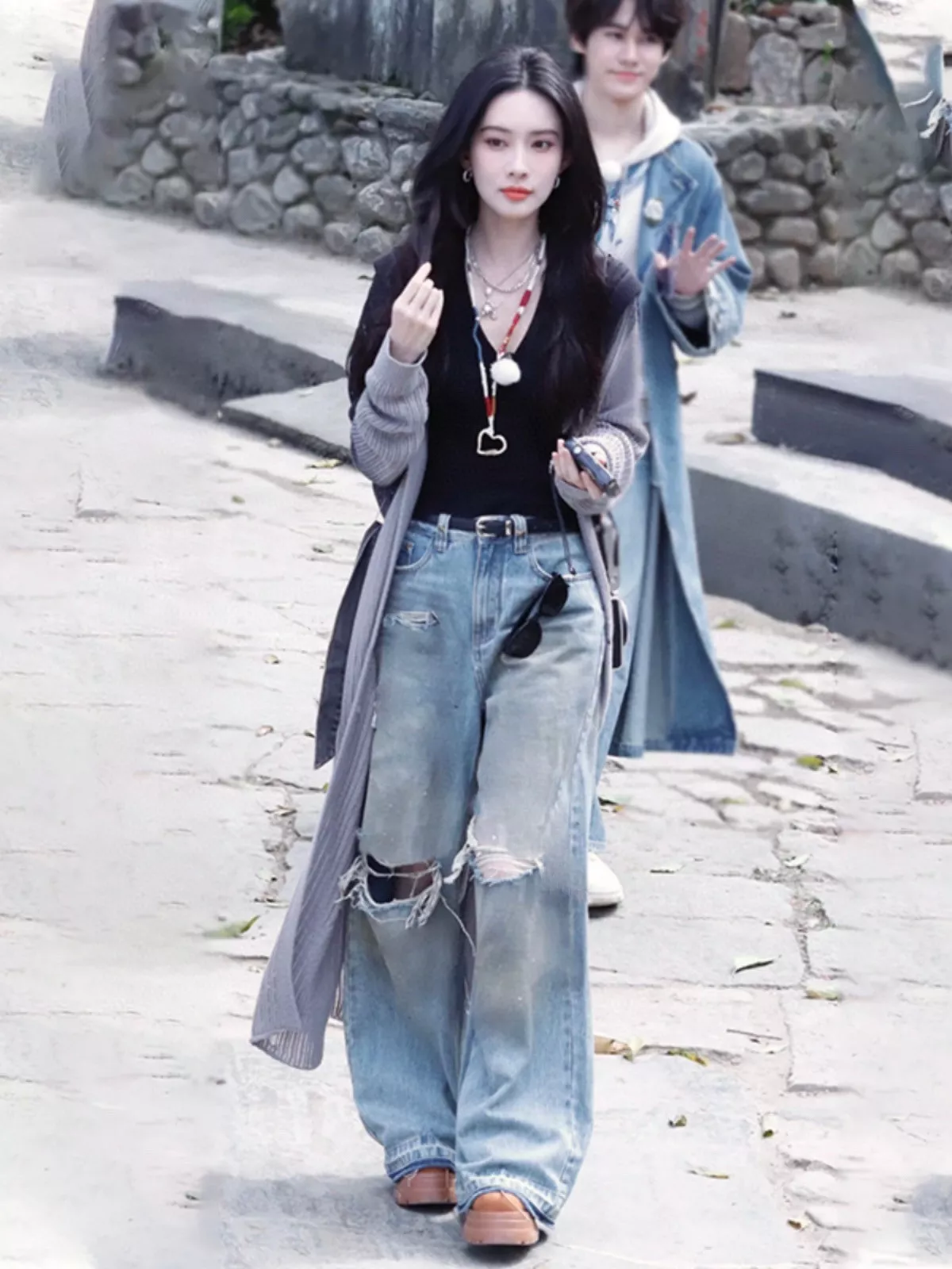 노브랜드 워싱 디스트로이드 와이드 진 상세 이미지 12