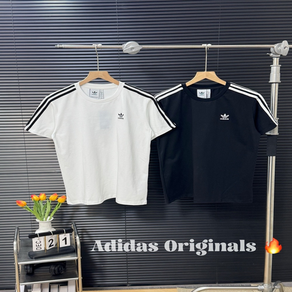 아디다스 삼선 자수 오버핏 반팔 상의
