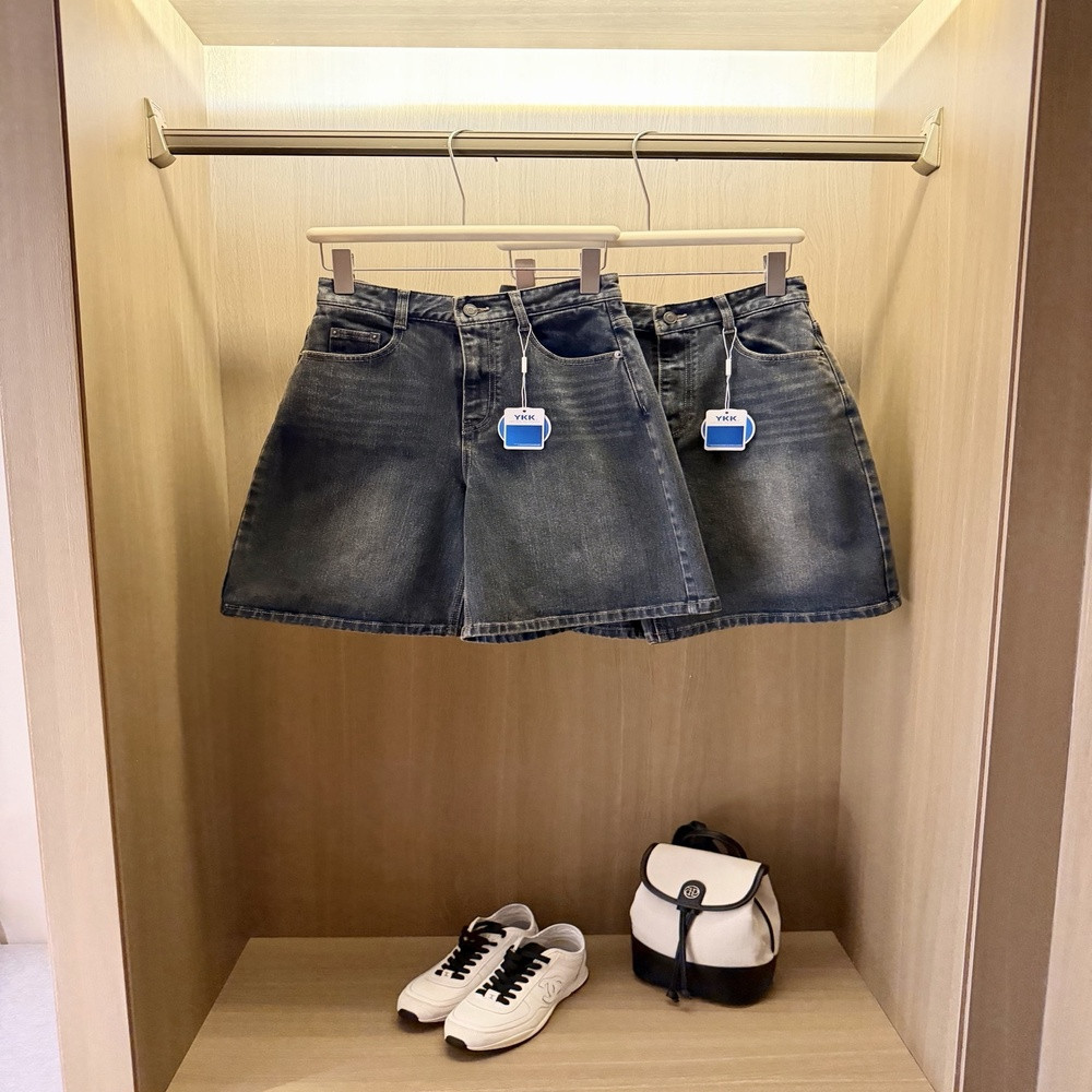 모앤코 복고 워싱 데님 버뮤다 팬츠