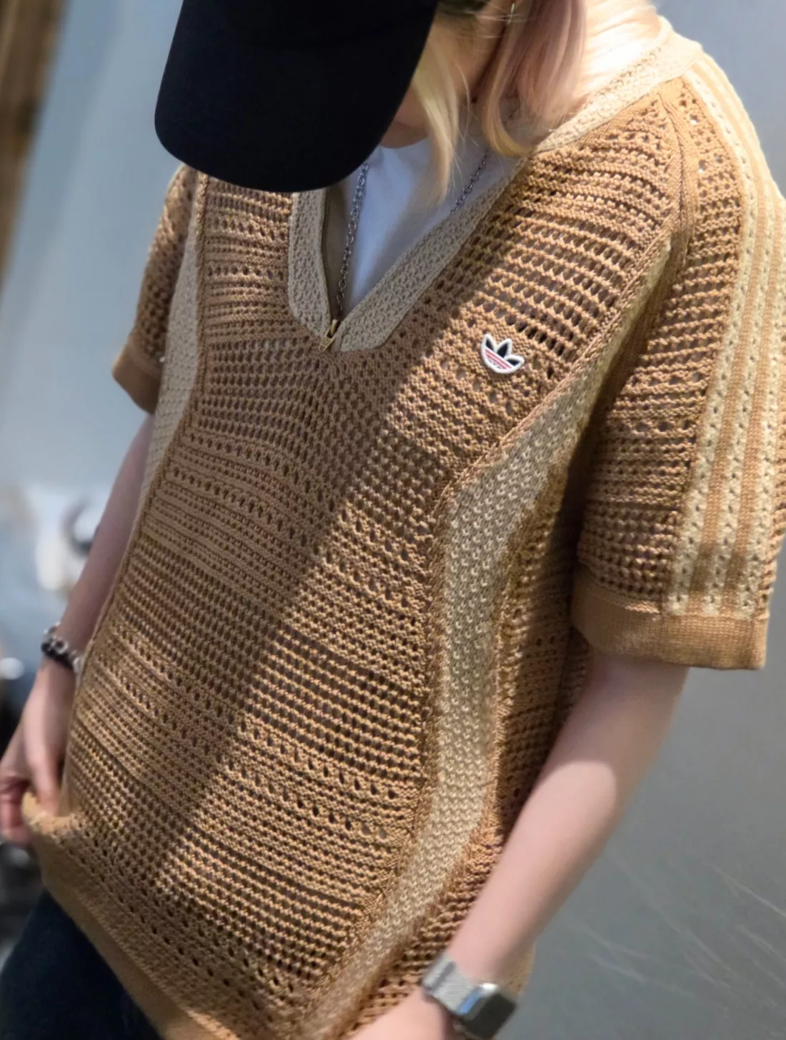 아디다스 클랏 협업 반집업 반소매 니트 탑 상세 이미지 30